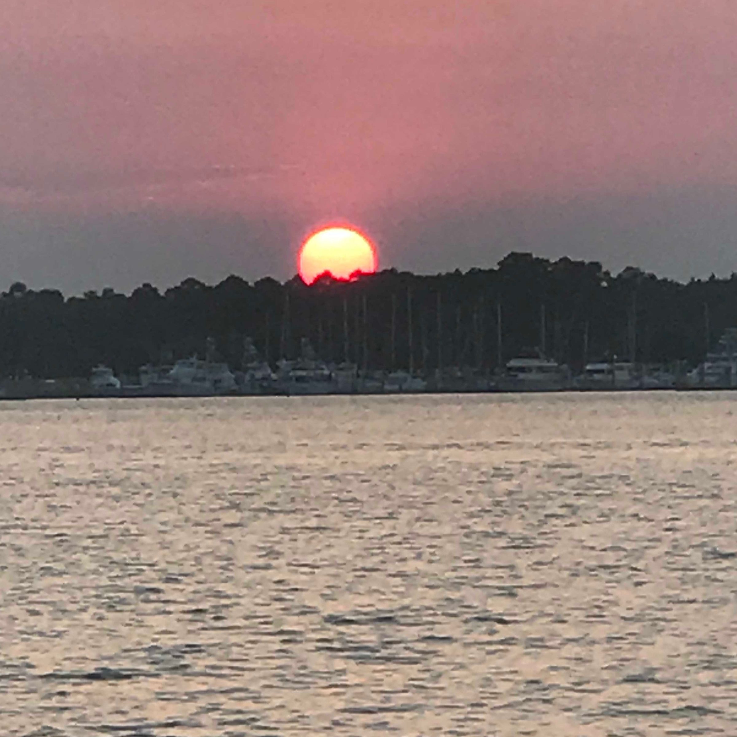 Sunset over the water